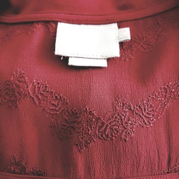 Venessa Virginia for Anthropologie Red Lenora Blouse V-neck Waist tie‎ Medium - Picture 3 of 10